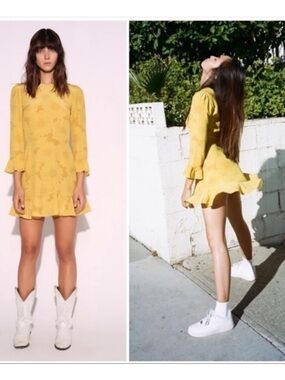 Realisation Par Mary Jane Silk Sunflower Mini Dress M